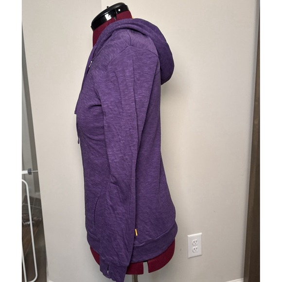 Lucy Hooded Half Zip Sweatshirt Y2K M Purple Reign Gym Yoga Kangaroo Pockets - Picture 2 of 10